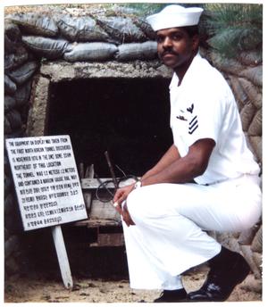 Primary view of object titled '[Charles W. Williams in South Korea at the DMZ, 1991]'.