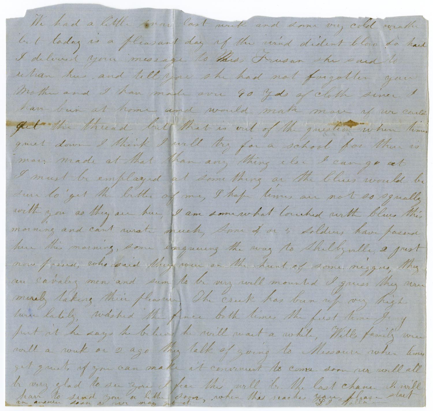 [Letter from L. J. Wallace to Jo Wallace, March 9, 1862]
                                                
                                                    [Sequence #]: 2 of 2
                                                