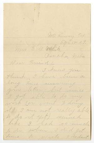 Primary view of object titled '[Letters from Alta Berry and J. H. Berry  to Claude D. White, April 11, 1909]'.