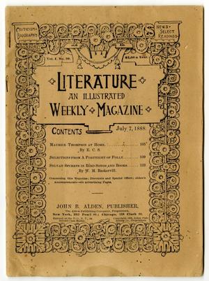 Primary view of object titled 'Literature: an illustrated Weekly Magazine, Volume 1, Number 20, July 7, 1888'.