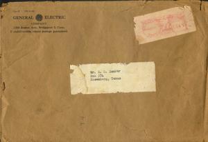Primary view of object titled '[Brown envelope that contained the instruction documents from General Electric]'.