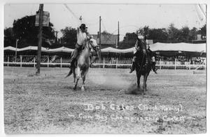 Primary view of object titled 'Bob Calen trick roping - Cowboy Championship Contest, c. 1920'.