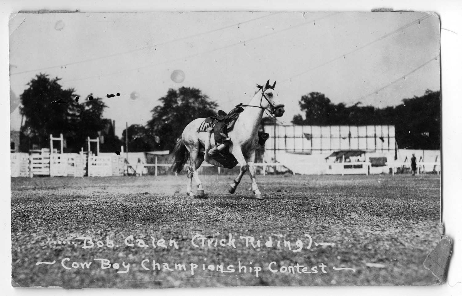 Bob Calen trick riding - Cowboy Championship Contest, c. 1920
                                                
                                                    [Sequence #]: 1 of 1
                                                