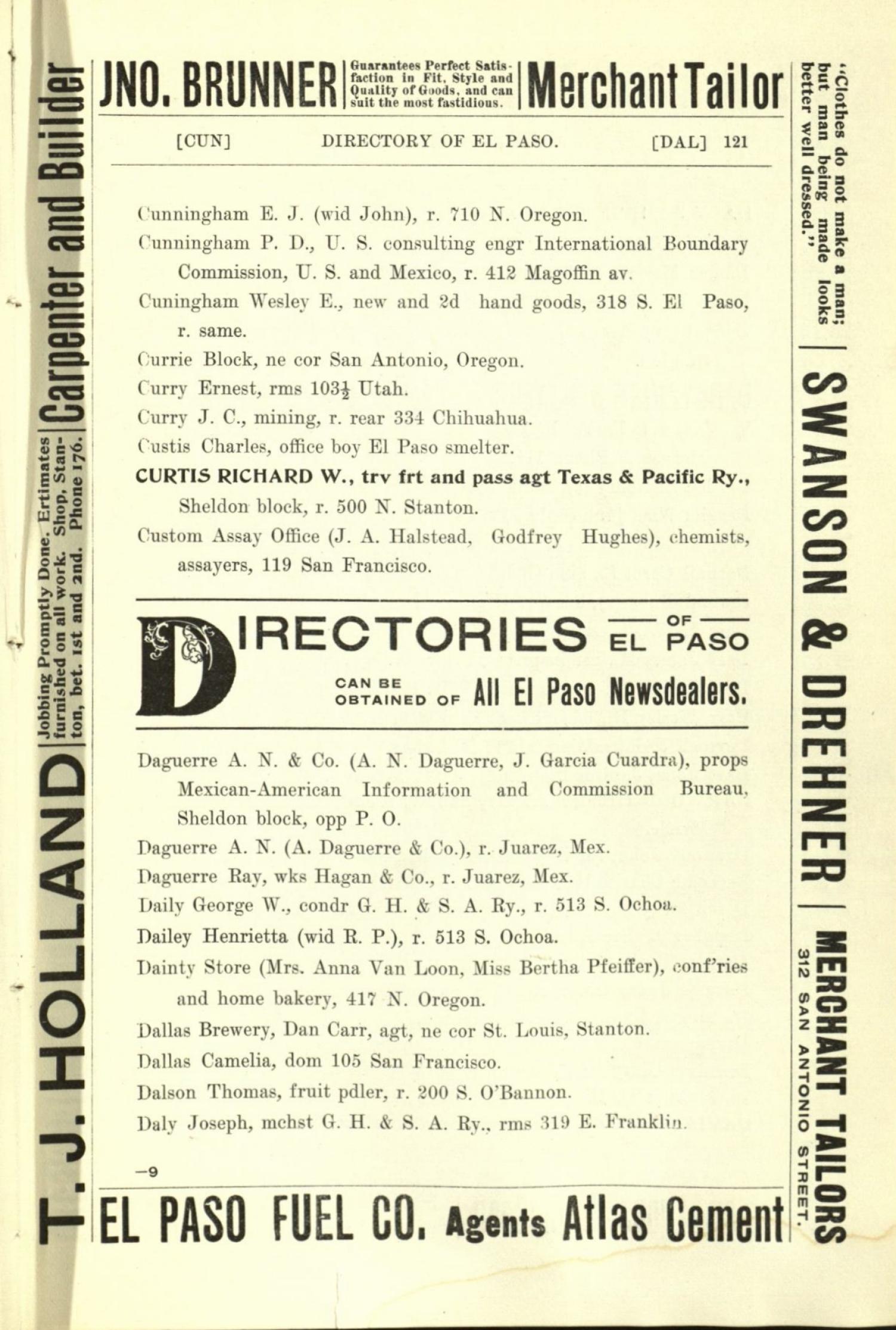 Worley's Directory of the City of El Paso, Texas 1901
                                                
                                                    121
                                                