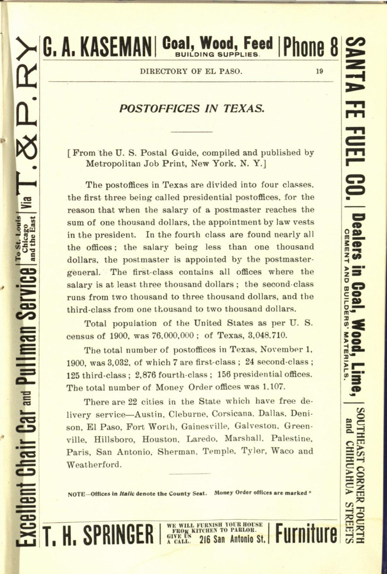 Worley's Directory of the City of El Paso, Texas 1901
                                                
                                                    19
                                                