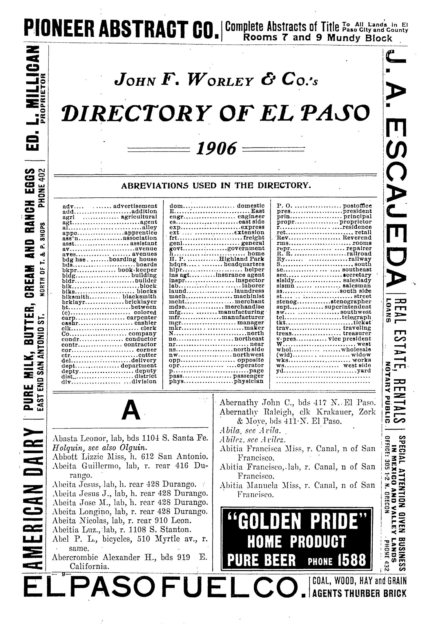 John F. Worley & Co.'s El Paso Directory for 1906
                                                
                                                    107
                                                