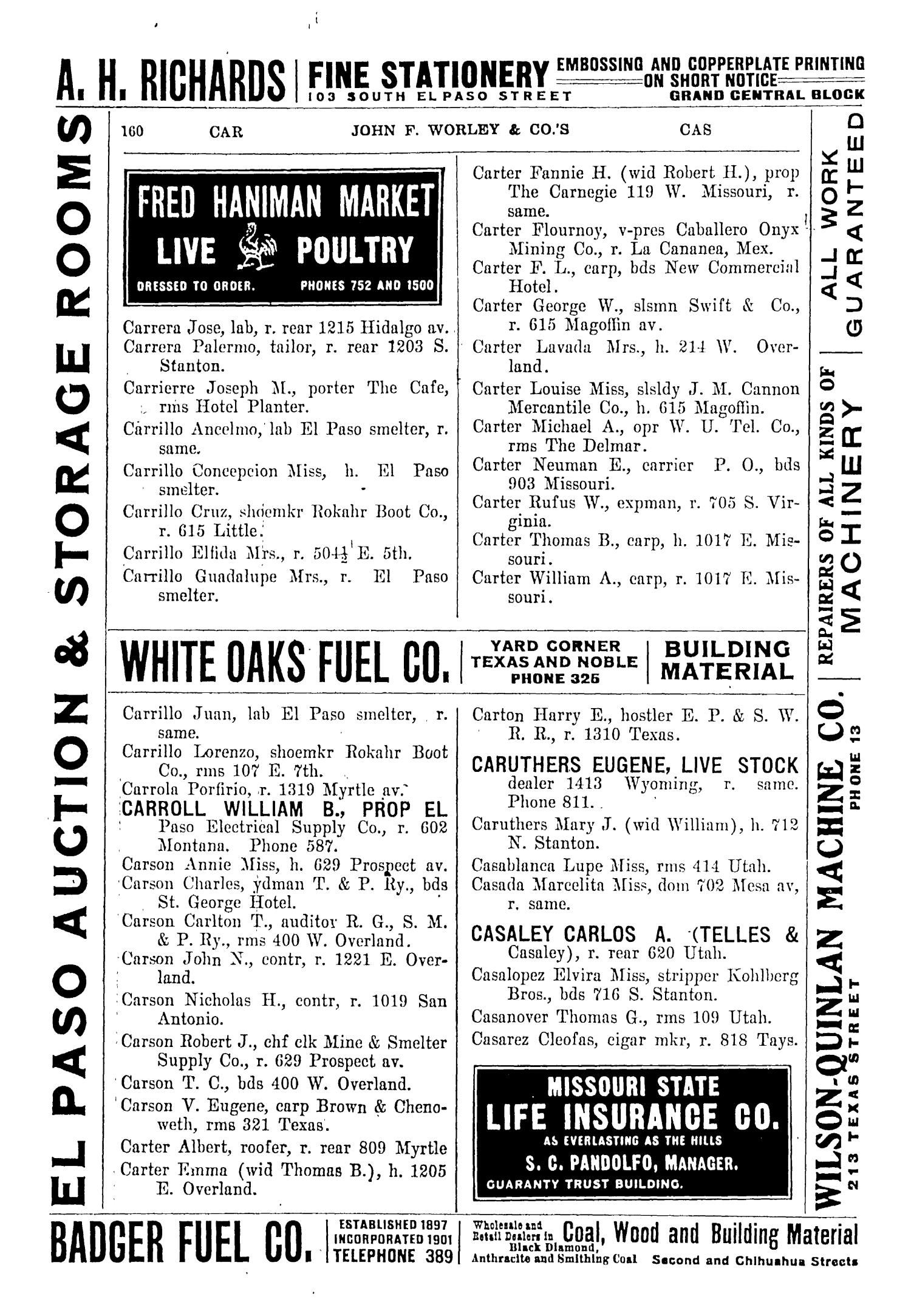 John F. Worley & Co.'s El Paso Directory for 1906
                                                
                                                    160
                                                