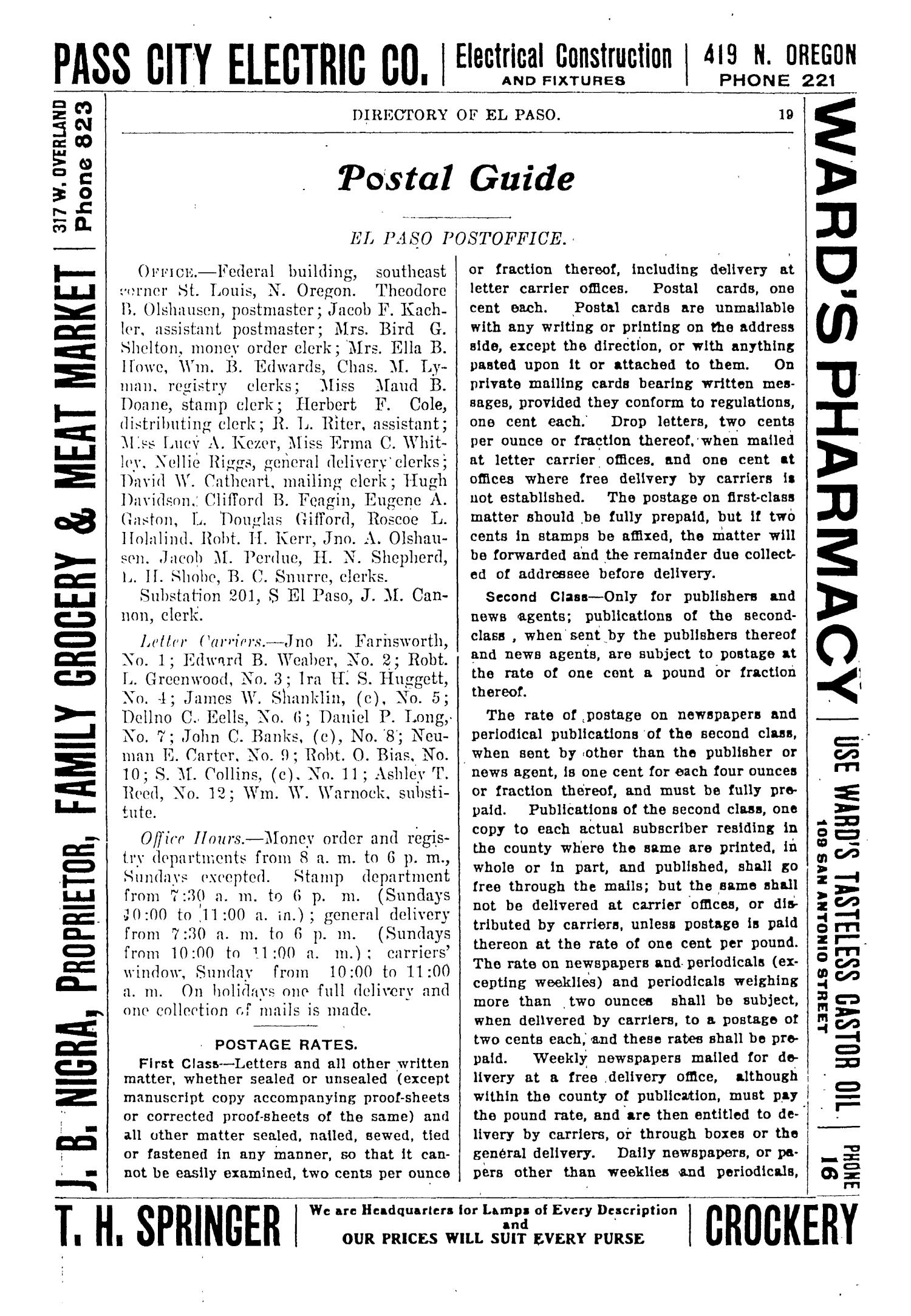 John F. Worley & Co.'s El Paso Directory for 1906
                                                
                                                    19
                                                