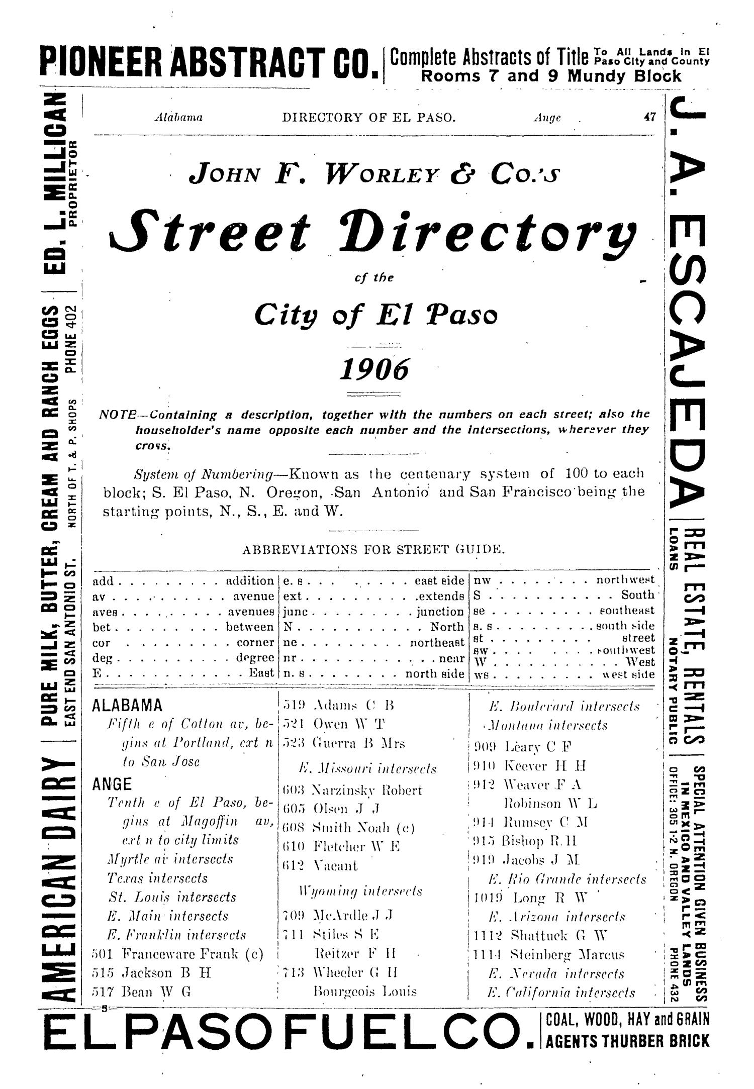 John F. Worley & Co.'s El Paso Directory for 1906
                                                
                                                    47
                                                