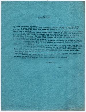 Primary view of object titled '[Letter from Dr. Edwin D. Moten to Myrtle Moten Dabney, March 21, 1947]'.