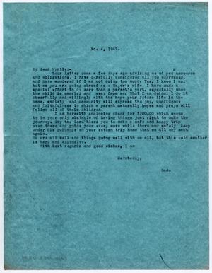 [Letter from Dr. Edwin D. Moten to Myrtle Moten Dabney, March 4, 1947]