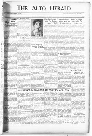 Primary view of object titled 'The Alto Herald (Alto, Tex.), Vol. 36, No. 52, Ed. 1 Thursday, April 22, 1937'.