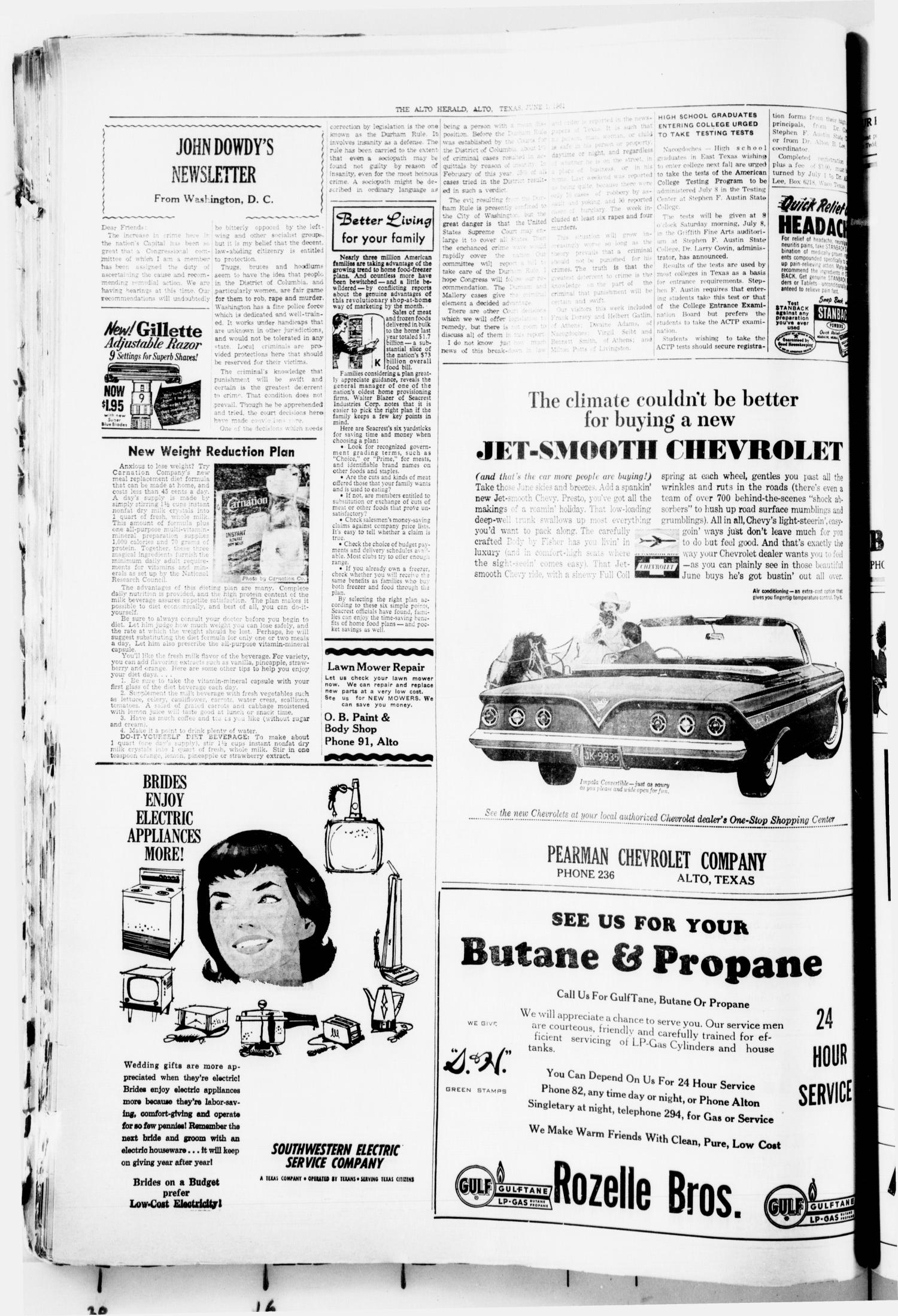 The Alto Herald (Alto, Tex.), No. 52, Ed. 1 Thursday, June 1, 1961
                                                
                                                    [Sequence #]: 4 of 8
                                                