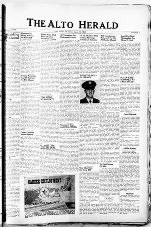 Primary view of object titled 'The Alto Herald (Alto, Tex.), No. 2, Ed. 1 Thursday, June 10, 1965'.