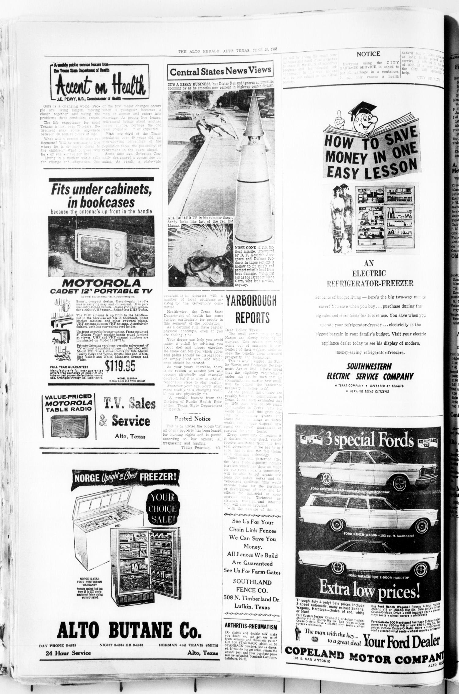The Alto Herald (Alto, Tex.), No. 2, Ed. 1 Thursday, June 10, 1965
                                                
                                                    [Sequence #]: 6 of 8
                                                