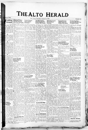 Primary view of object titled 'The Alto Herald (Alto, Tex.), No. 12, Ed. 1 Thursday, August 19, 1965'.