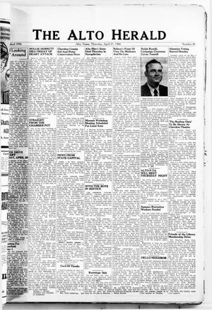 Primary view of object titled 'The Alto Herald (Alto, Tex.), No. 47, Ed. 1 Thursday, April 21, 1966'.