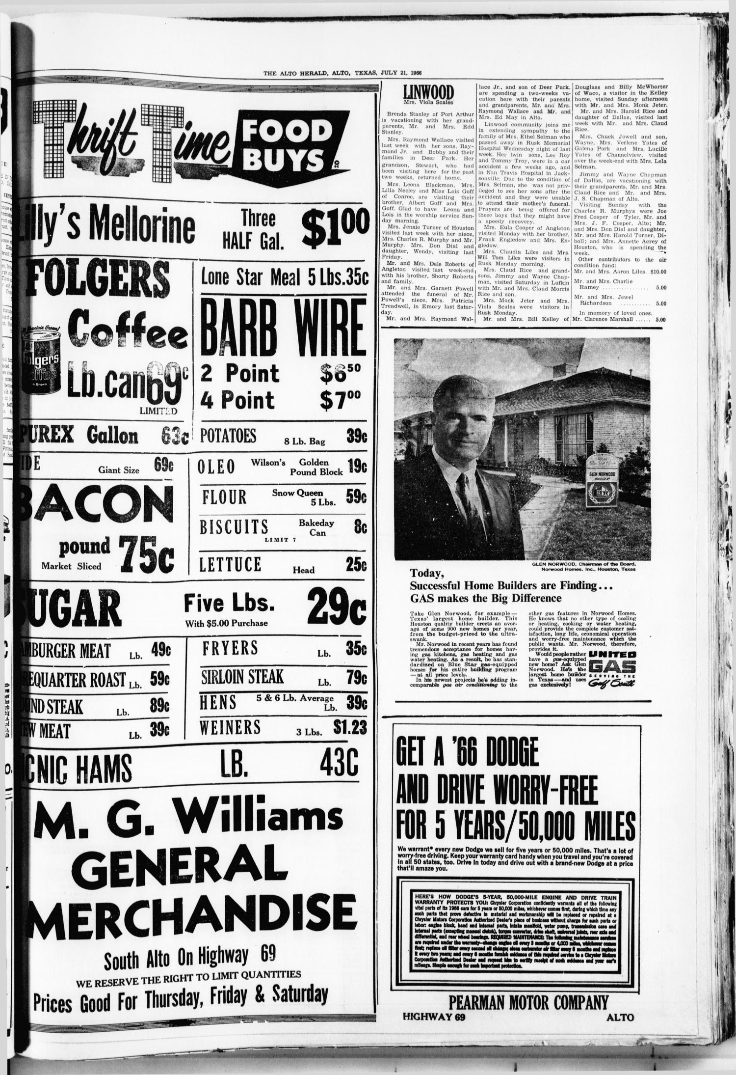 The Alto Herald (Alto, Tex.), No. 8, Ed. 1 Thursday, July 21, 1966
                                                
                                                    [Sequence #]: 3 of 8
                                                