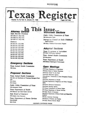 Primary view of object titled 'Texas Register, Volume 14, Number 8, Pages 537-590, January 27, 1989'.