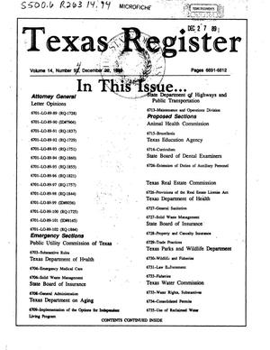 Primary view of object titled 'Texas Register, Volume 14, Number [94], Pages 6691-6812, December 22, 1989'.