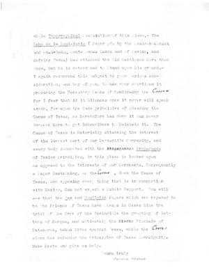 Primary view of object titled '[Transcript of an excerpt from a letter from George Fisher, no date]'.
