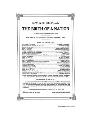 Primary view of object titled 'D.W. Griffith Presents "The Birth of a Nation"'.
