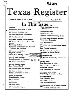 Primary view of object titled 'Texas Register, Volume 13, Number 42, Pages 2541-2714, May 31, 1988'.