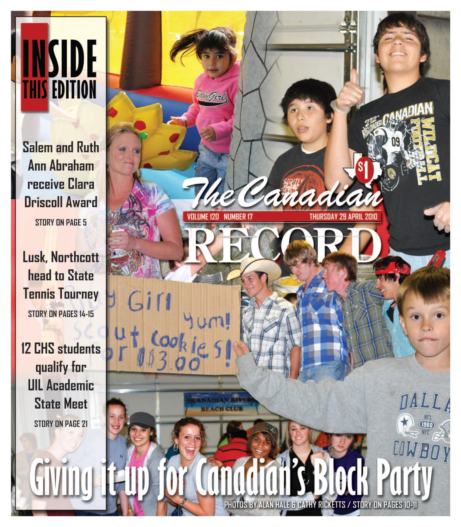 The Canadian Record (Canadian, Tex.), Vol. 120, No. 17, Ed. 1 Thursday, April 29, 2010
                                                
                                                    [Sequence #]: 1 of 36
                                                