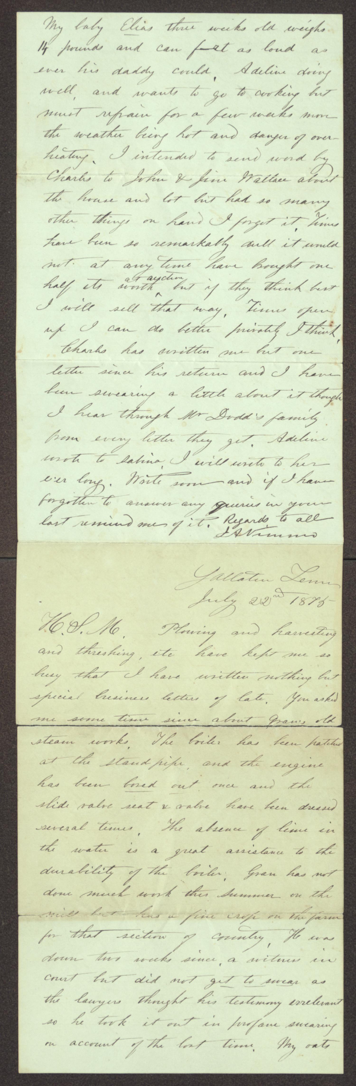 [Letter from J. A. Nimmo to H. S. Moore, July 22, 1875]
                                                
                                                    [Sequence #]: 1 of 2
                                                