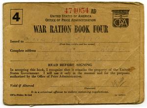 Primary view of object titled '[Mary Louise Latlip's War Ration Book Four]'.