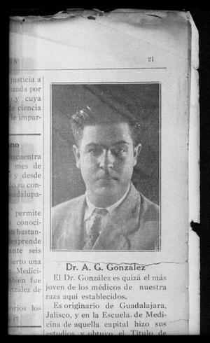 Primary view of object titled '[Newspaper clipping about Dr. A. G. Gonzales]'.