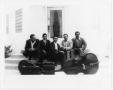 Photograph: [Photograph of the Kido Zapata Trio posing on stairs]