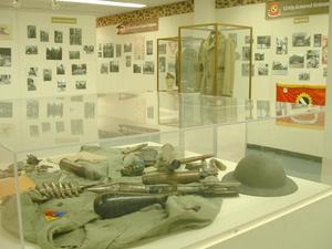 Primary view of object titled '[Exhibit of military items]'.
