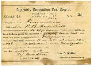 Primary view of object titled 'Quarterly Occupation Tax Receipt Number 35'.