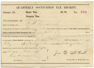 Primary view of object titled 'Quarterly Occupation Tax Receipt Number 164'.