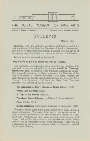 Primary view of object titled 'Bulletin of the Dallas Museum of Fine Arts, March 1938'.