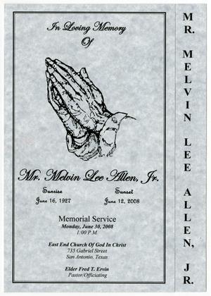 Primary view of object titled '[Funeral Program for Melvin Lee Allen, Jr., June 30, 2008]'.