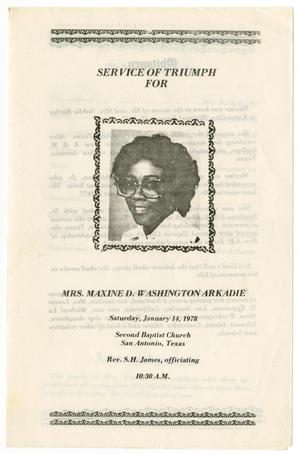 Primary view of object titled '[Funeral Program for Maxine Arkadie, January 14, 1978]'.