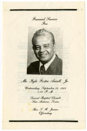 Primary view of object titled '[Funeral Program for Kyle Foster Arnell, Jr., September 28, 1983]'.