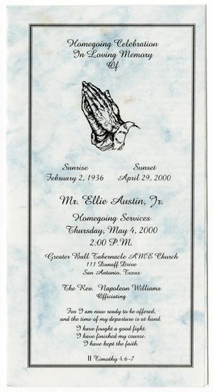 Primary view of object titled '[Funeral Program for Ellie Austin, Jr., May 4, 2000]'.