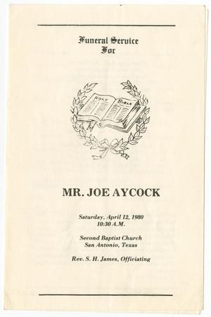 Primary view of object titled '[Funeral Program for Joe Aycock, April 12, 1980]'.