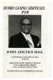 Thumbnail image of item number 1 in: '[Funeral Program for John Lincoln Ball, January 24, 1998]'.