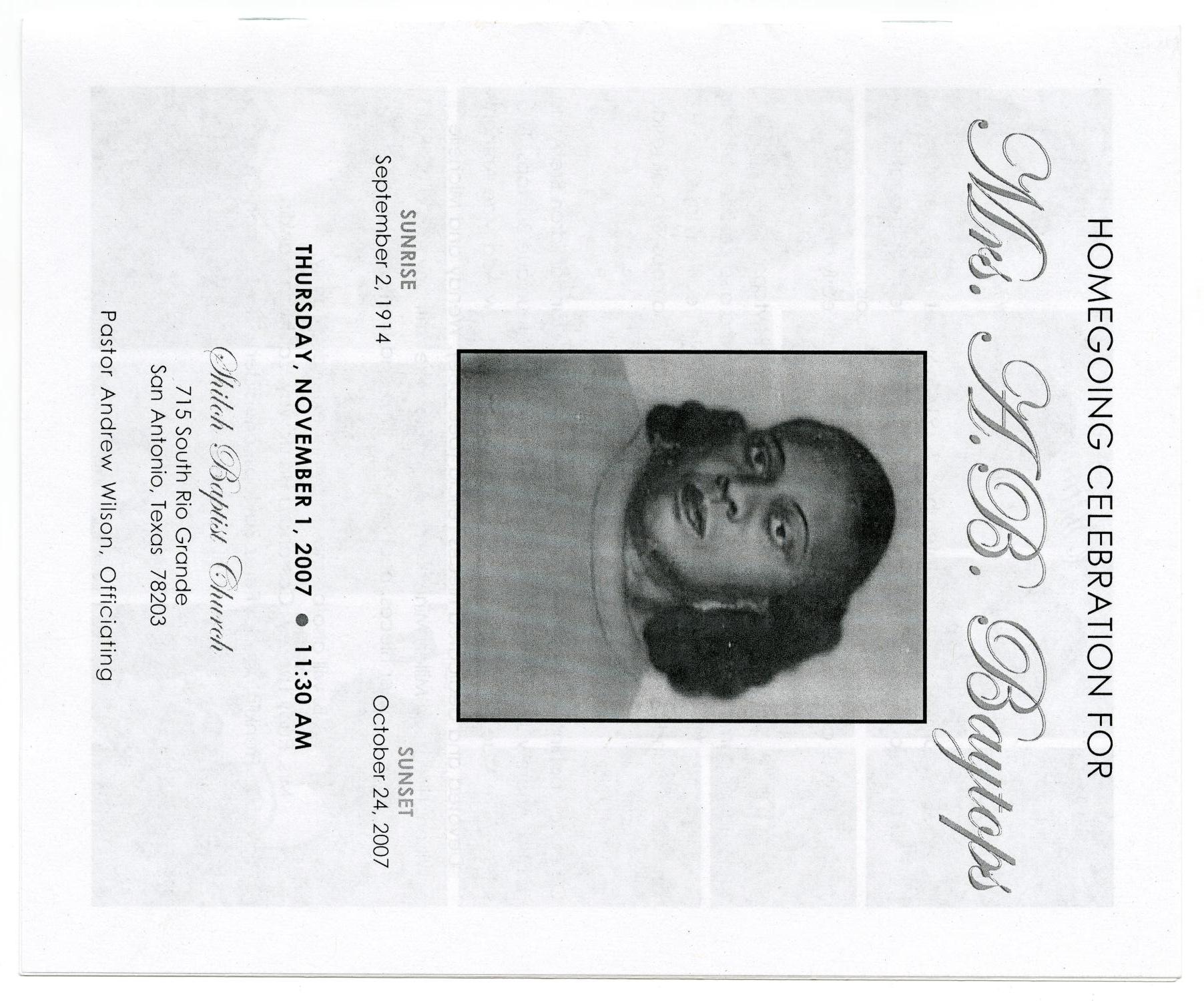 [Funeral Program for A. B. Baytops, November 1, 2007]
                                                
                                                    [Sequence #]: 1 of 5
                                                