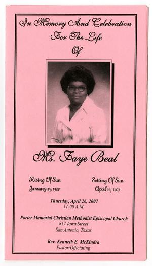 Primary view of object titled '[Funeral Program for Faye Beal, April 26, 2007]'.