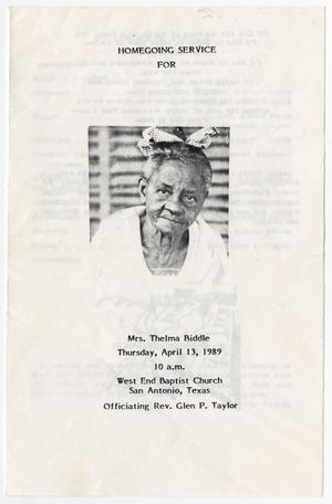 Primary view of object titled '[Funeral Program for Thelma Biddle, April 13, 1989]'.