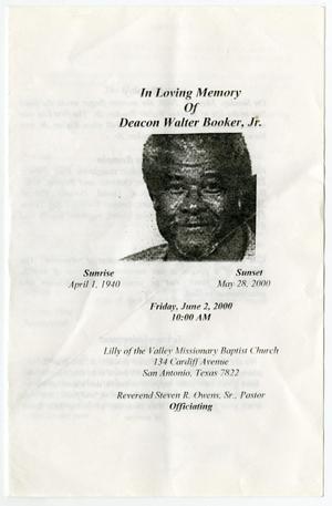 Primary view of object titled '[Funeral Program for Walter Booker, Jr., June 2, 2000]'.