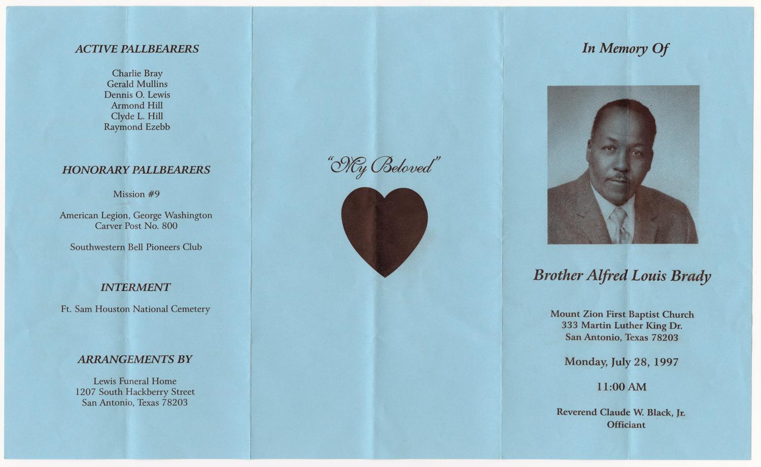 [Funeral Program for Alfred Louis Brady, July 28, 1997]
                                                
                                                    [Sequence #]: 3 of 3
                                                