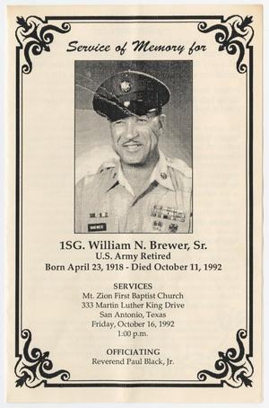 Primary view of object titled '[Funeral Program for William N. Brewer, Sr., October 16, 1992]'.
