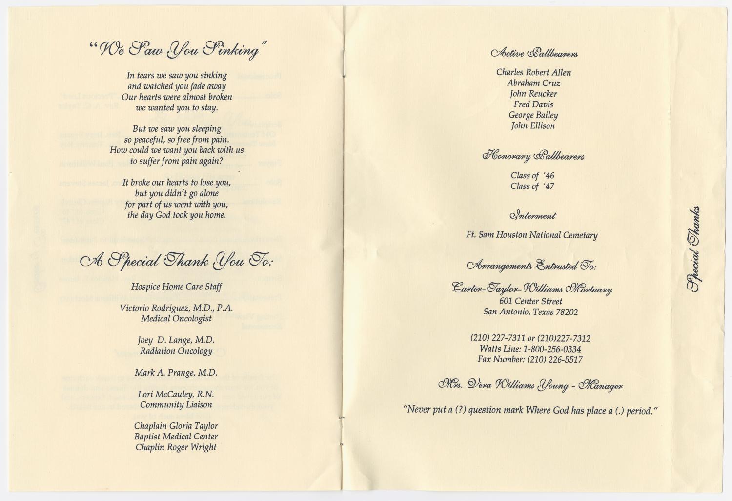 [Funeral Program for Robert Brown, August 5, 1997]
                                                
                                                    [Sequence #]: 3 of 4
                                                