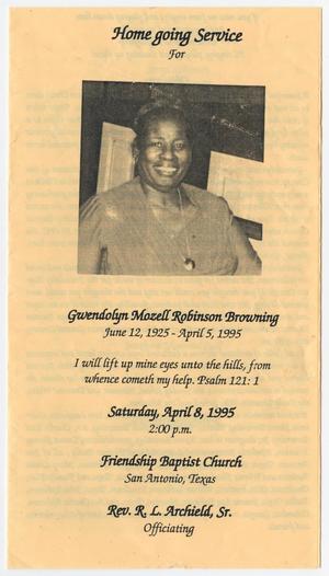 Primary view of object titled '[Funeral Program for Gwendolyn Mozell Robinson Browning, April 8, 1995]'.